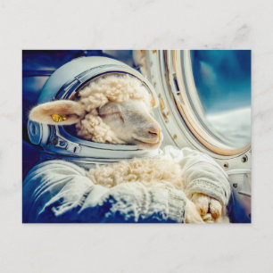 Får i astronaut kostym som flyter i rymden helg vykort
