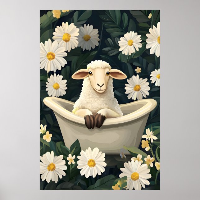Får i badkarseposter, rolig djurposter poster (Framsidan)