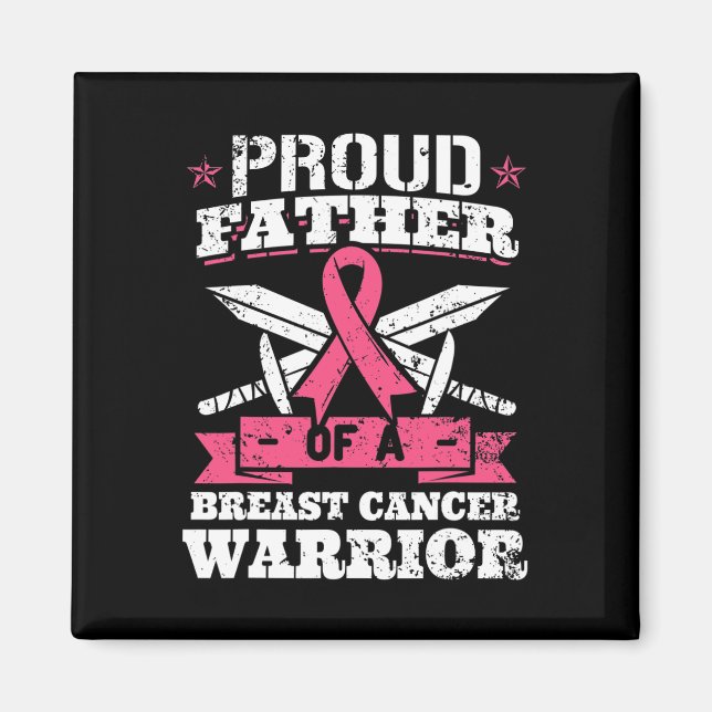 Far i Breast Cancer Warrior Rosa Awareness Rib Magnet (Framsidan)