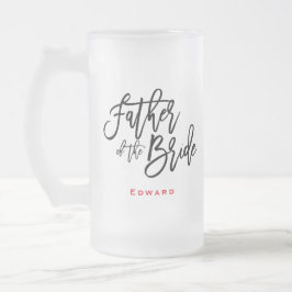 Far i Bride Black Script & Namn Gift Frostat Ölglas