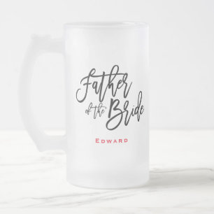 Far i Bride Black Script & Namn Gift Frostat Ölglas