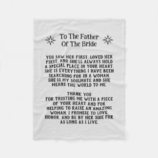 Far i Bride Blanket Bröllop Keepsaki-gåvan Fleecefilt