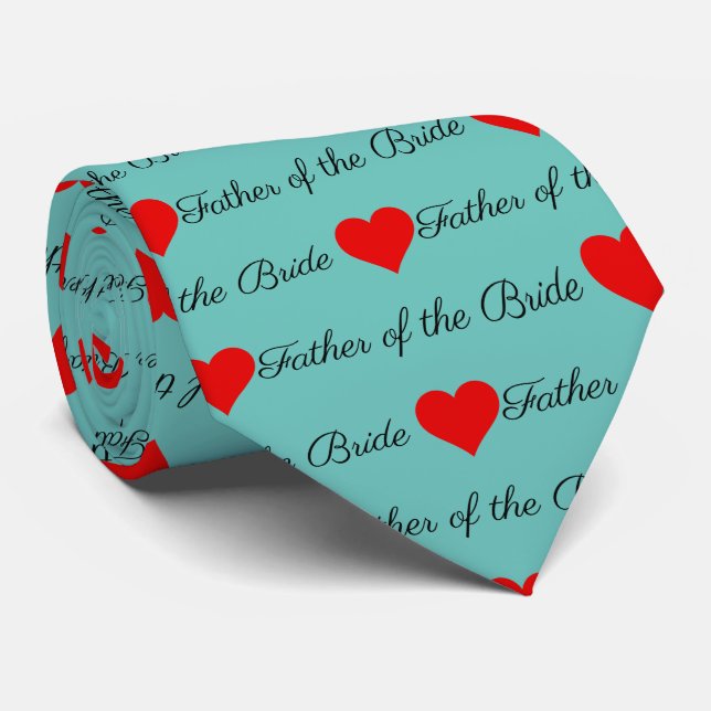 Far i Bride Blue Red Hearts Neck Tie Slips (Rullad)