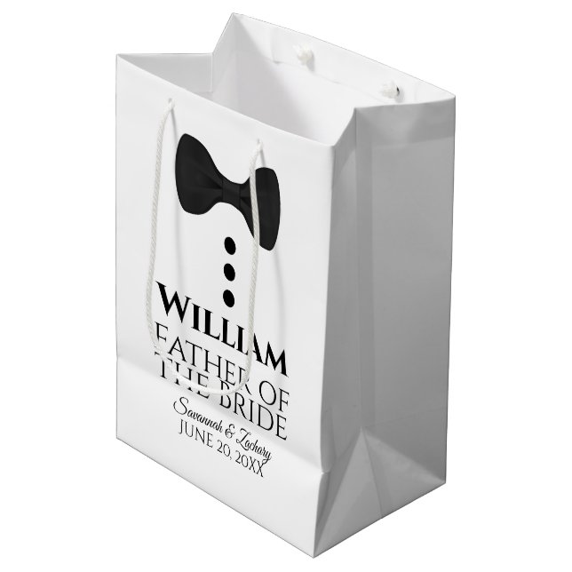 Far i Bride Bröllop gift Bag w/Black Tie (Framsidan Vinklad)