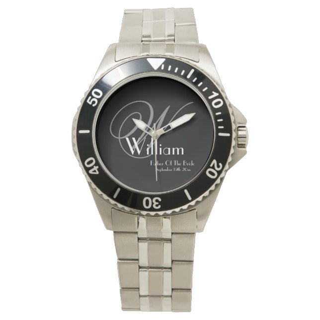 Far i Bride Bröllop Gift Monogram Classic Armbandsur (Framsida)