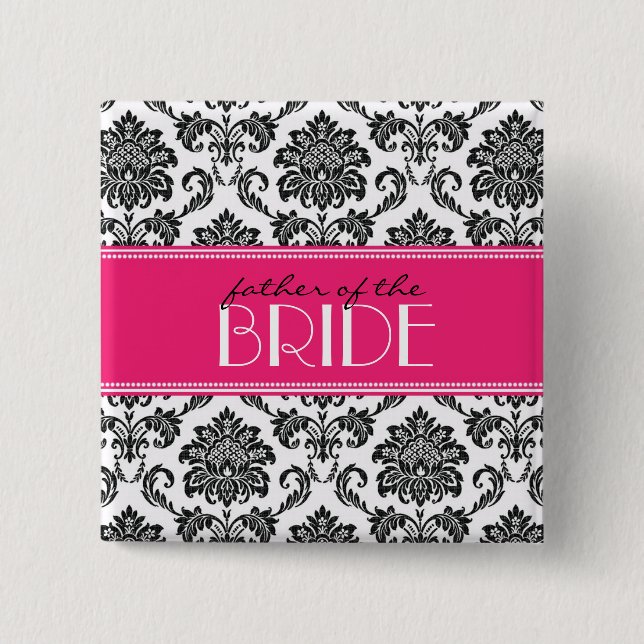 Far i Bride Damask-knappen i Fuchsia Knapp (Framsida)