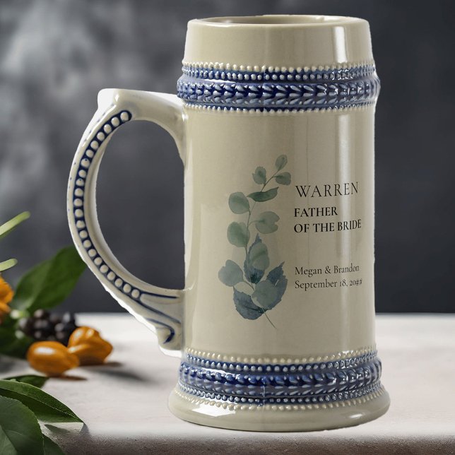 Far i Bride Eucalyptus Greenery Bröllop Sejdel (Eucalyptus wedding parents gift to personalize for anyone or everyone in your wedding party)