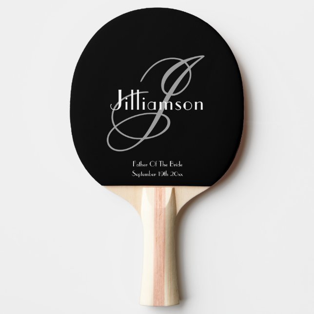 Far i Bride Gift Classic Monogram Script Namn Pingisracket (Framsidan)