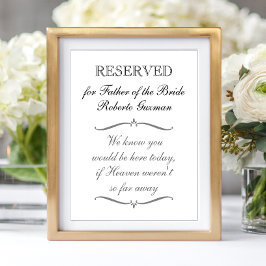 Far i Bride Memorial Reserved Bröllop Poster
