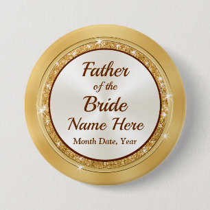 Far i Bride Namn Pin, Guld Tema Knapp