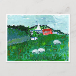 Får i ett New England-landskapskort Vykort