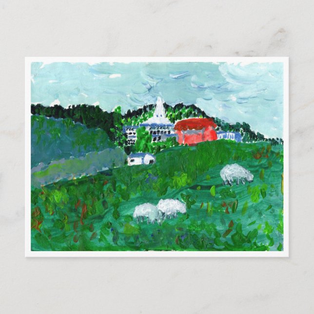 Får i ett New England-landskapskort Vykort (Framsida)