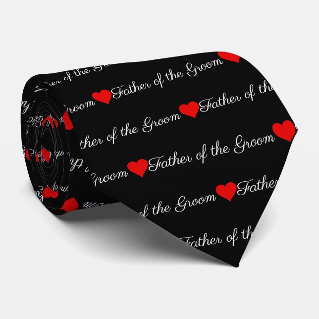 Far i Groom Black Hearts Neck Tie Slips (Rullad)