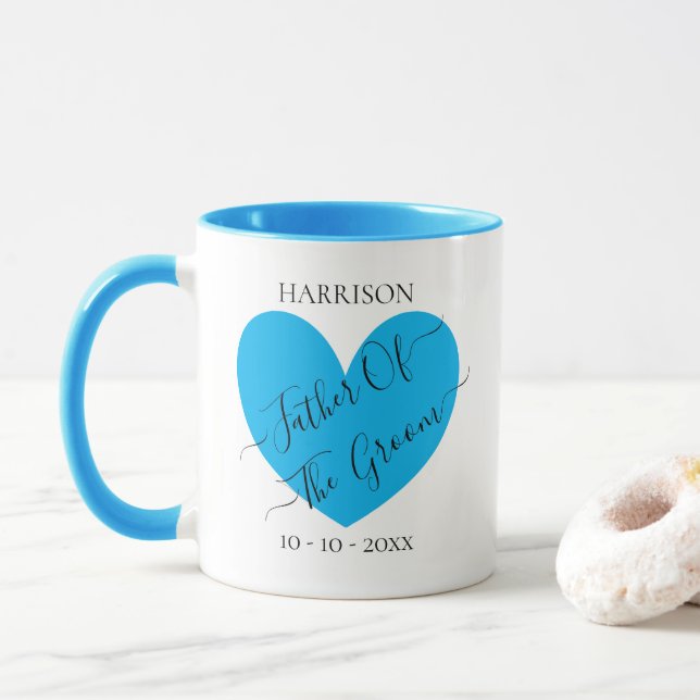 Far i Groom Blue Heart Personlig mugg (Med munk)