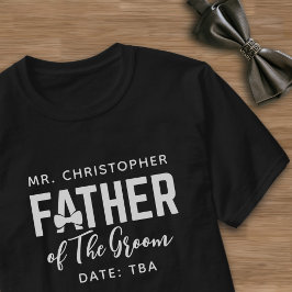 Far i Groom Bröllop förälder Namn TBA-möte T Shirt