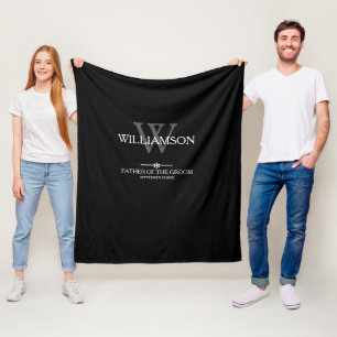 Far i Groom Bröllop Gift Monogram Chic Black Fleecefilt