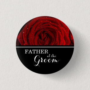 "Far i Groom" Bröllop Röd ros Pinback Bu Knapp