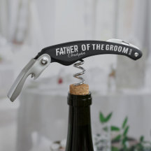 Far i Groom Favor Bröllop Parent Corkskruv