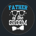 Far i Groom Party Bröllop Bachelor Ord Runt Klistermärke<br><div class="desc">Far i Groom Party Bröllop Bachelor Ord 1</div>