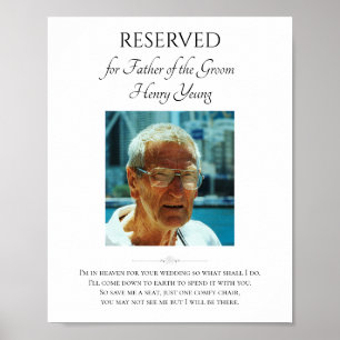 Far i Groom Photo Spara A Seat Bröllop Memorial Poster
