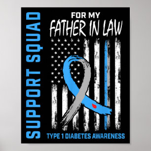 Far i lag typ 1 Diabetes Shirt Flagga S Poster