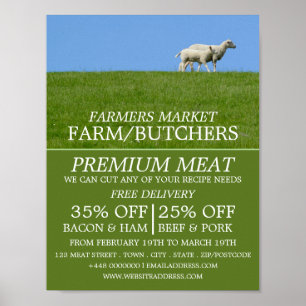 Får i reklam för gräs, jordbrukare och slaktare poster