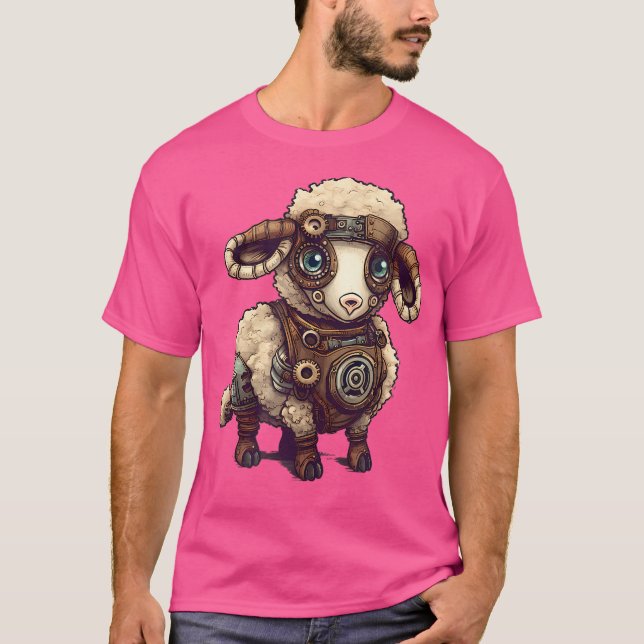 Får i Steampunk Mekaniska redskap Vibrant Får T Shirt (Framsida)