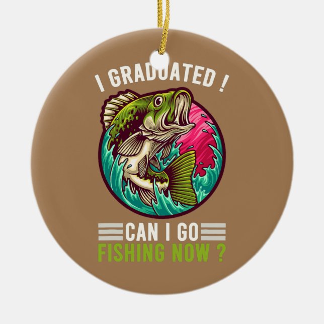 Får jag fiska nu i Student? Julgransprydnad Keramik (Framsidan)