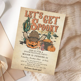 Får jag prata med Cowboy Pumpkin Halloween Birthda Inbjudningar