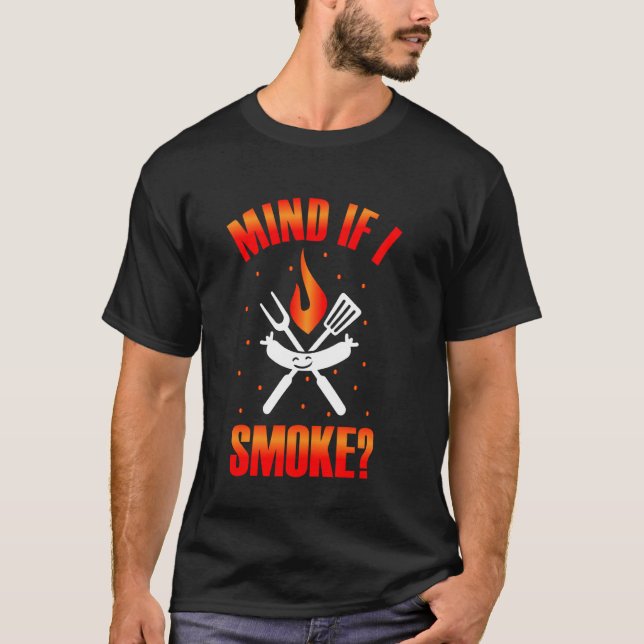 Får jag röka BBQ Barbeque Grillning Chef Grill M T Shirt (Framsida)