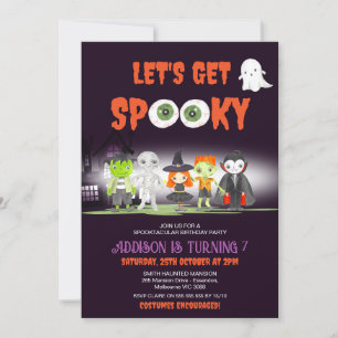 Får jag tala på Party-födelsedagen i Halloween Cos Inbjudningar