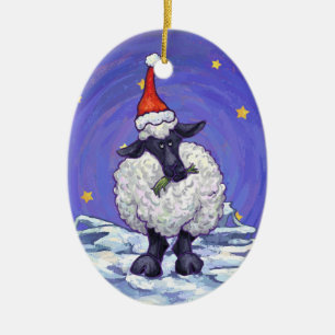 Får jul julgransprydnad keramik