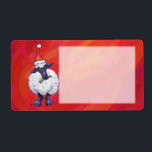 Får jul på rött fraktsedel<br><div class="desc">Djurens Festive Sheep i Santa Hat på Texturerade julgåvor och tillbehör har vår roligt av ett sött, svart och vitt får som är utsökt för helgdagarna i en julhatt mot en texturerad röd mörk som är digitalt målad av våra begåvade barns illustrator bok, Traci Van Wagoner. På baksidan av många...</div>