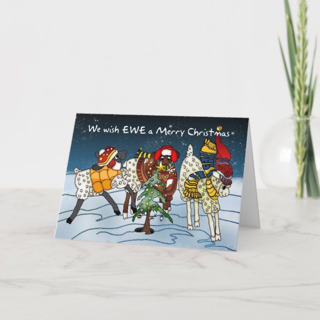 Får julkort - vi vill ha en god jul helgkort (Framsida)