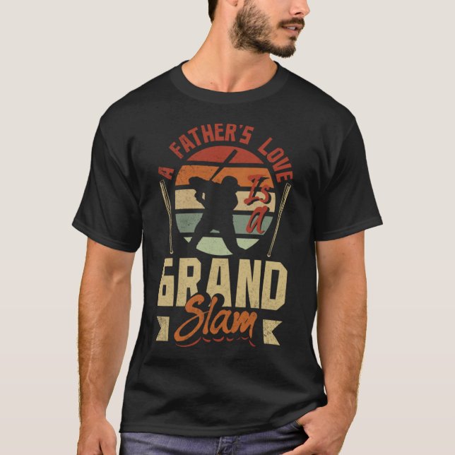 Far Kärlek är en stor slam Fars dag basebal T Shirt (Framsida)