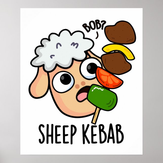 Får Kebab Funny Shish Kebab Pun Poster (Framsidan)