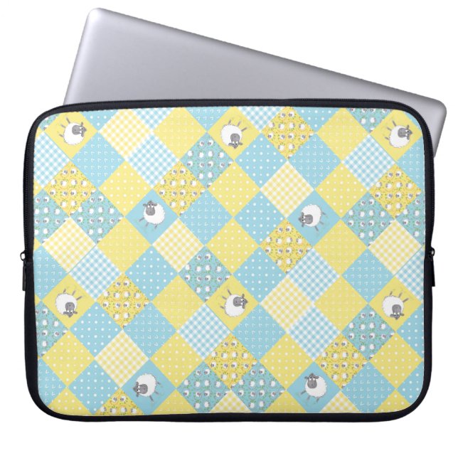 Får, Land Faux Patchwork Laptop sleeve (Framsidan)