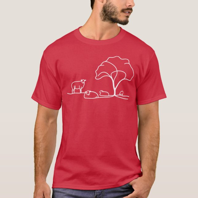 Får Linjeteckning - vintage T Shirt (Framsida)
