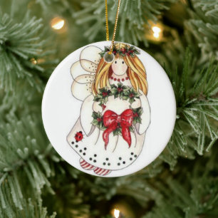 **FÅR LITEN ANGEL** CHRISTMAS ORNATION JULGRANSPRYDNAD KERAMIK