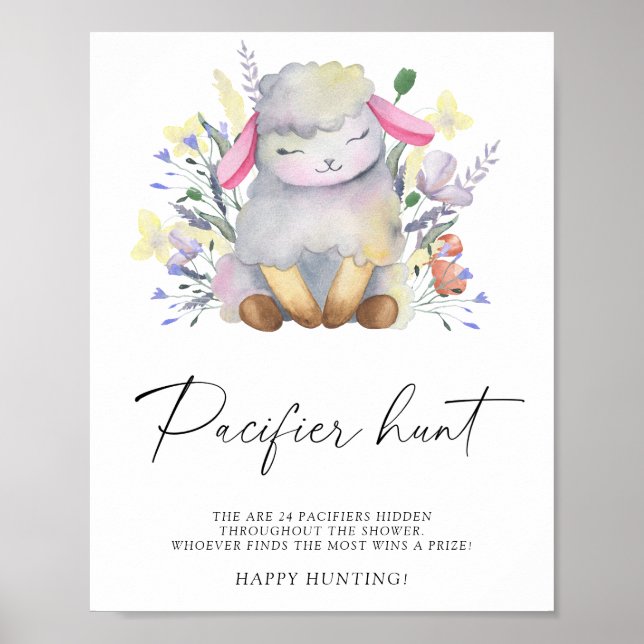 Får - lugnande jakt baby shower spel poster (Framsidan)
