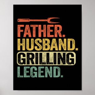 Far Make Grilling Legend Barbecue Funny Gris Poster