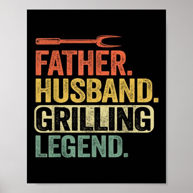 Far Make Grilling Legend Barbecue Funny Gris Poster (Framsidan)