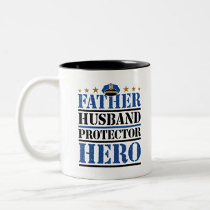 Far Make Protector Hero Police Pappa Två-Tonad Mugg