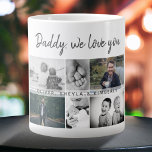 Far med Kids and Family Pappa Photo Collage Jumbo Mugg<br><div class="desc">Far med Kids och Pappa Photo Collage Giant Coffee Mugg. Samla 6 foton, far's namn med ett sött meddelande i ett trendig-skript och namn med barn som täcker över bilderna. Lägg till dina 6 favoritfoton i familjen. Söt keepy och en gåva till en födelsedag, Far dag eller jul för en...</div>