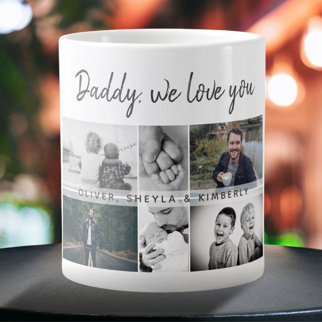 Far med Kids and Family Pappa Photo Collage Jumbo Mugg (Skapare uppladdad)