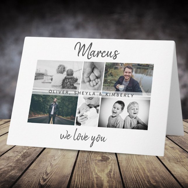 Far med Kids and Family Pappa Photo Collage Kort (Skapare uppladdad)