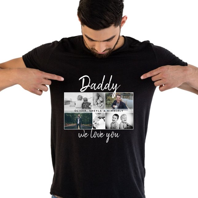 Far med Kids and Family Pappa Photo Collage T Shirt (Skapare uppladdad)
