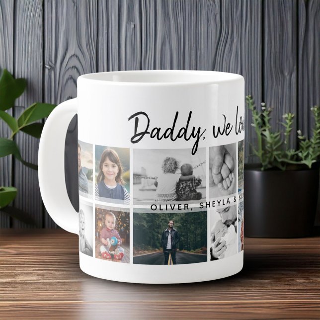 Far med Kids Family Pappa 14 Photo Collage Jumbo Mugg (Skapare uppladdad)