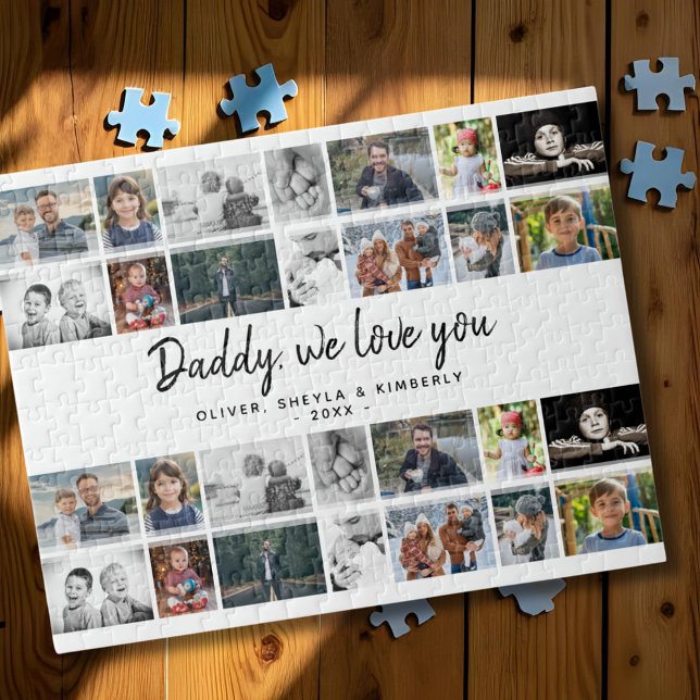 Far med Kids Family Pappa 14 Photo Collage Pussel (Skapare uppladdad)