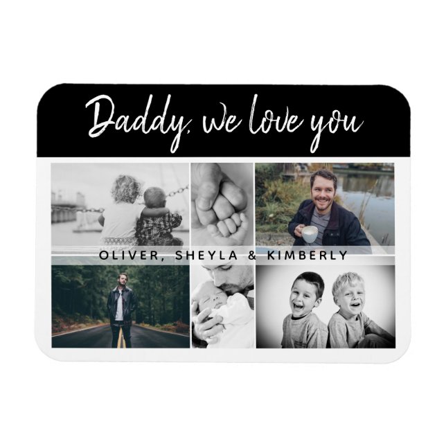 Far med Kids och Family Pappa 6 Photo Collage Magnet (Horisontell)